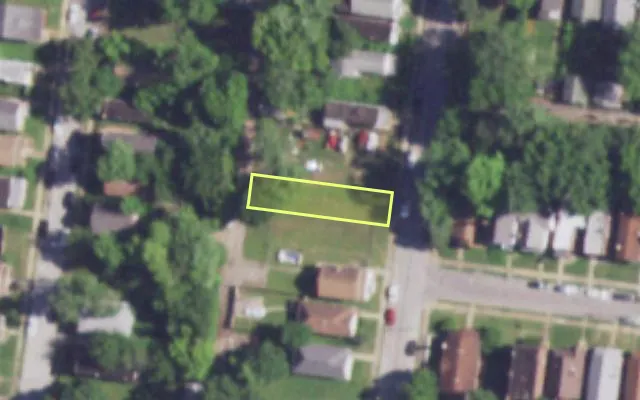 Aerial view of 8935 NEWBY ST — vacant lot, St. Louis with approximate parcel outline