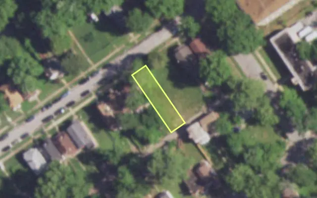 Aerial view of 5264 ALCOTT AV — vacant lot, St. Louis with approximate parcel outline