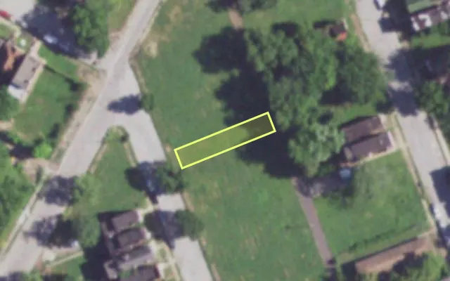 Aerial view of 3928 PARNELL ST — vacant lot, St. Louis with approximate parcel outline