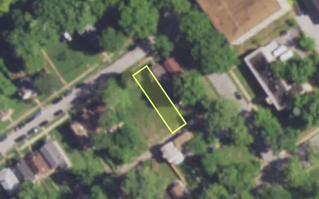 Aerial view of 5270 ALCOTT AV — vacant lot, St. Louis with approximate parcel outline