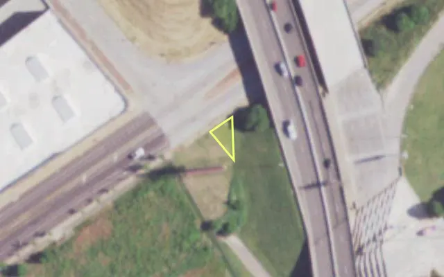 Aerial view of 3408 S BROADWAY — vacant lot, St. Louis with approximate parcel outline