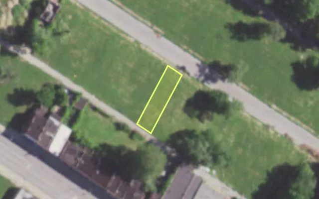 Aerial view of 5864 THEODOSIA AV — vacant lot, St. Louis with approximate parcel outline