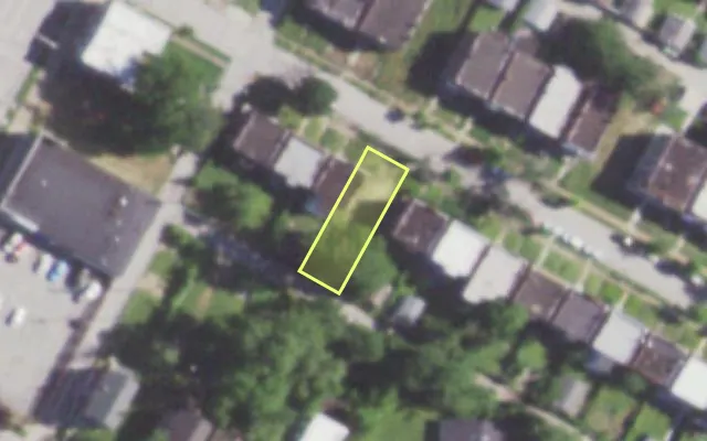 Aerial view of 5232 ASHLAND AV — vacant lot, St. Louis with approximate parcel outline