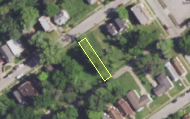 Aerial view of 5456 GILMORE AV — vacant lot, St. Louis with approximate parcel outline