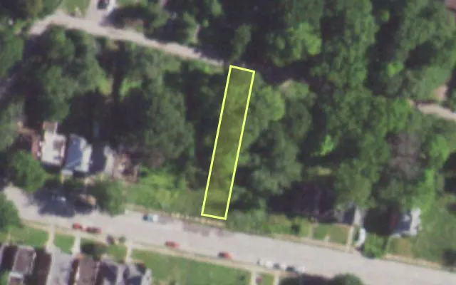 Aerial view of 5215 MINERVA AV — vacant lot, St. Louis with approximate parcel outline