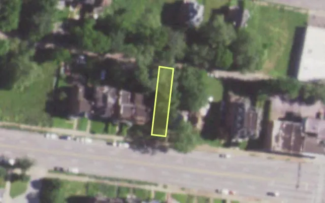 Aerial view of 5029 PAGE BLVD — vacant lot, St. Louis with approximate parcel outline