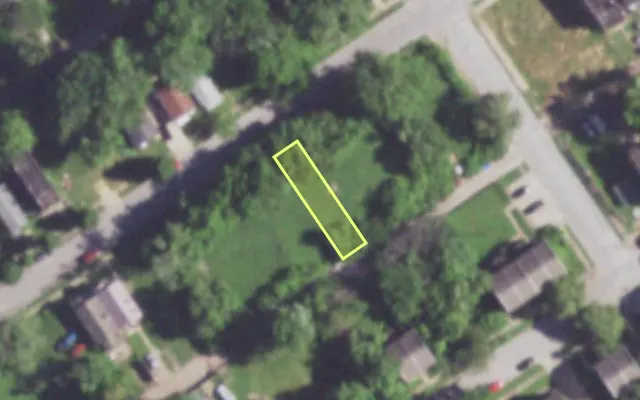 Aerial view of 1416 JOHN AV — vacant lot, St. Louis with approximate parcel outline