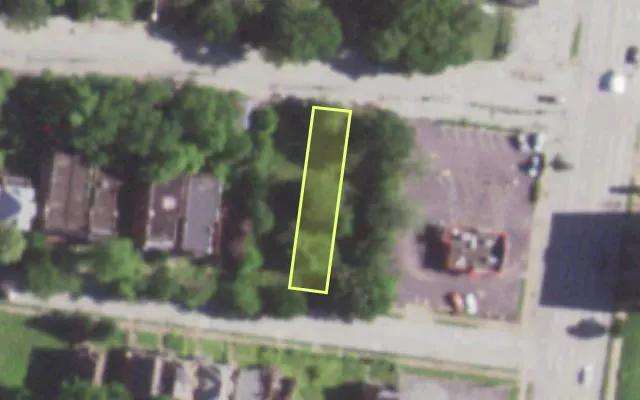 Aerial view of 5019 KENSINGTON AV — vacant lot, St. Louis with approximate parcel outline