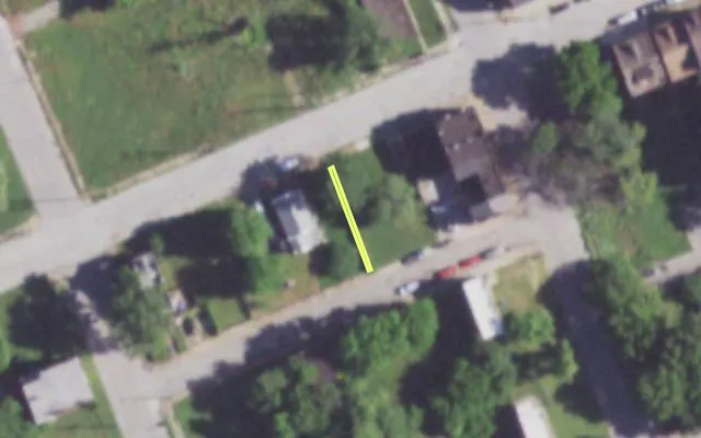 Aerial view of 1910 H GARDEN ST — vacant lot, St. Louis with approximate parcel outline