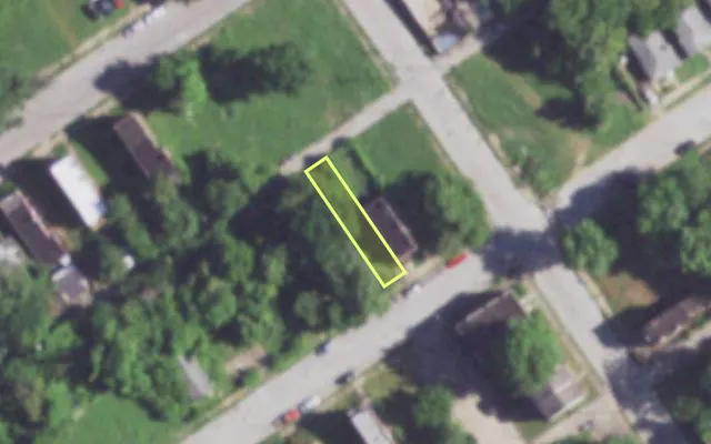 Aerial view of 2009 GANO AV — vacant lot, St. Louis with approximate parcel outline
