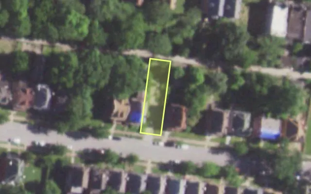 Aerial view of 5143 MAPLE AV — vacant lot, St. Louis with approximate parcel outline