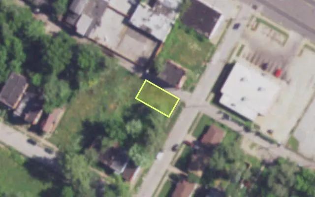 Aerial view of 3617 HARRIS AV — vacant lot, St. Louis with approximate parcel outline