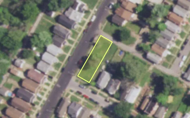 Aerial view of 6073 SHULTE AV — vacant lot, St. Louis with approximate parcel outline