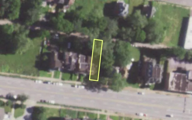 Aerial view of 5031 PAGE BLVD — vacant lot, St. Louis with approximate parcel outline