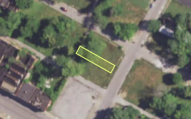 Aerial view of 1521 ANNIE MALONE DR — vacant lot, St. Louis with approximate parcel outline