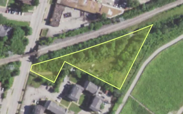 Aerial view of 3336 GOODFELLOW BLVD — vacant lot, St. Louis with approximate parcel outline