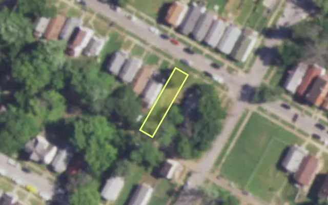 Aerial view of 6008 SHULTE AV — vacant lot, St. Louis with approximate parcel outline