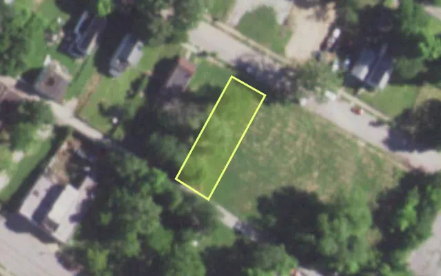 Aerial view of 5338 THEODOSIA AV — vacant lot, St. Louis with approximate parcel outline