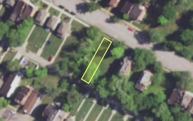 Aerial view of 4212 W COOK AV — vacant lot, St. Louis with approximate parcel outline
