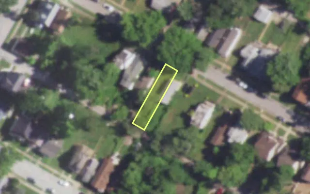 Aerial view of 5972 THEODORE AV — vacant lot, St. Louis with approximate parcel outline