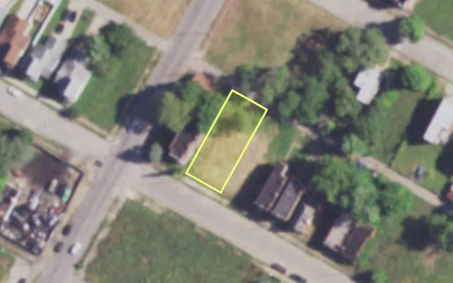 Aerial view of 3861 COTTAGE AV — vacant lot, St. Louis with approximate parcel outline