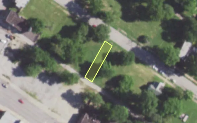 Aerial view of 5732 THEODOSIA AV — vacant lot, St. Louis with approximate parcel outline