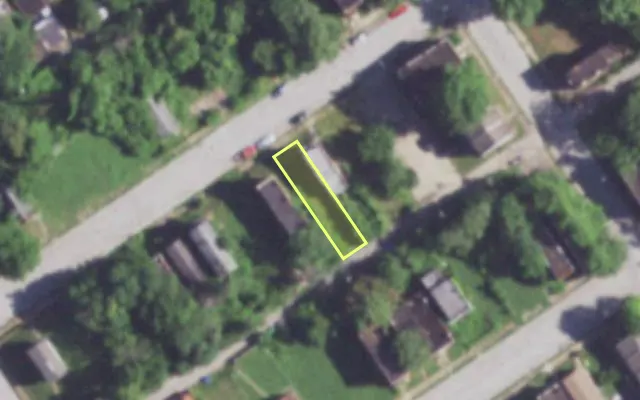 Aerial view of 2018 GANO AV — vacant lot, St. Louis with approximate parcel outline