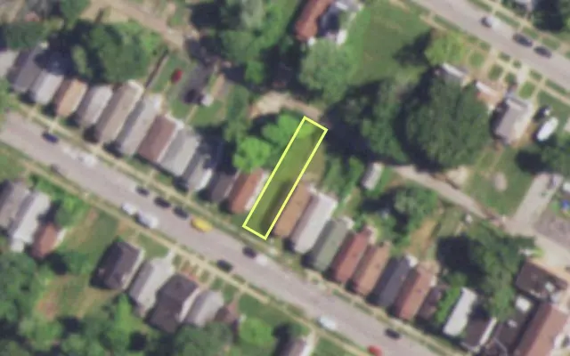 Aerial view of 5937 HARNEY AV — vacant lot, St. Louis with approximate parcel outline