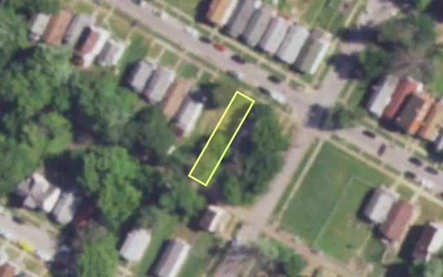 Aerial view of 6006 SHULTE AV — vacant lot, St. Louis with approximate parcel outline