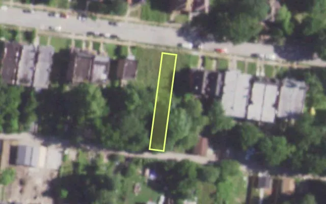 Aerial view of 5144 KENSINGTON AV — vacant lot, St. Louis with approximate parcel outline