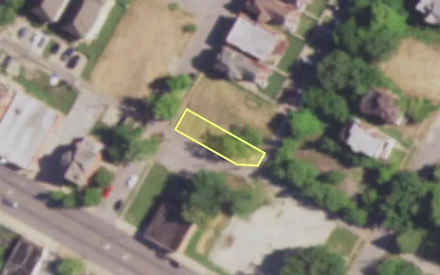 Aerial view of 1514 DICK GREGORY PL — vacant lot, St. Louis with approximate parcel outline