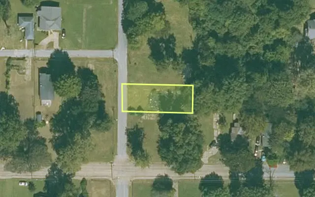 Aerial view of MISSISSIPPI County parcel 305-06323-000 — Arkansas post-auction with approximate parcel outline