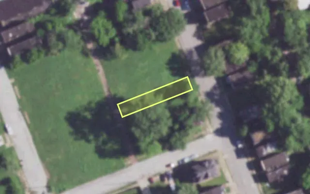 Aerial view of 4009 N FLORISSANT AV — vacant lot, St. Louis with approximate parcel outline