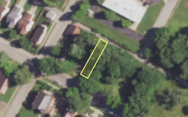 Aerial view of 4607 EVANS AV — vacant lot, St. Louis with approximate parcel outline
