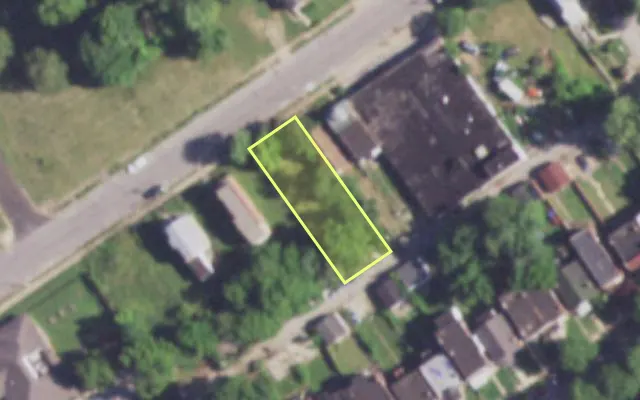 Aerial view of 4540 POPE AV — vacant lot, St. Louis with approximate parcel outline