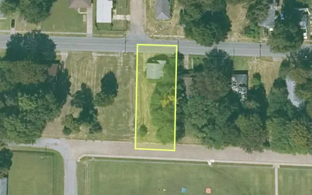 Aerial view of MISSISSIPPI County parcel 305-00681-000 — Arkansas post-auction with approximate parcel outline