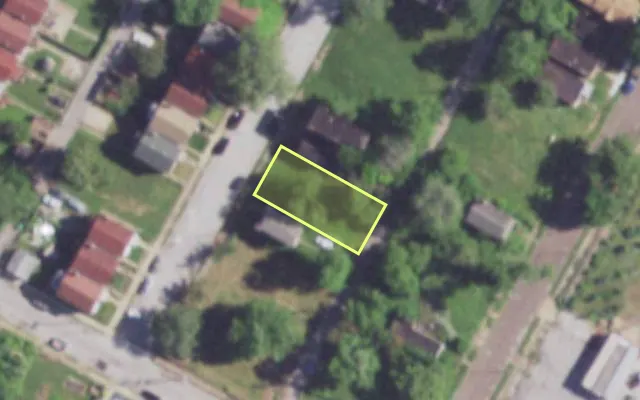 Aerial view of 4216 JOHN AV — vacant lot, St. Louis with approximate parcel outline