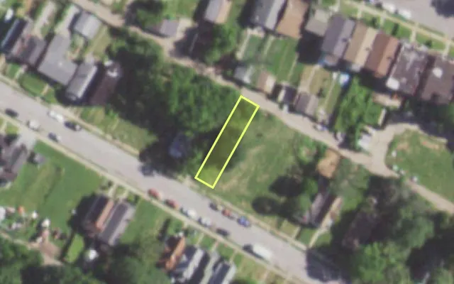 Aerial view of 5709 ROOSEVELT PL — vacant lot, St. Louis with approximate parcel outline