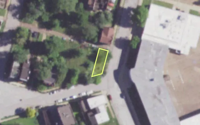Aerial view of 1201 WRIGHT ST — vacant lot, St. Louis with approximate parcel outline