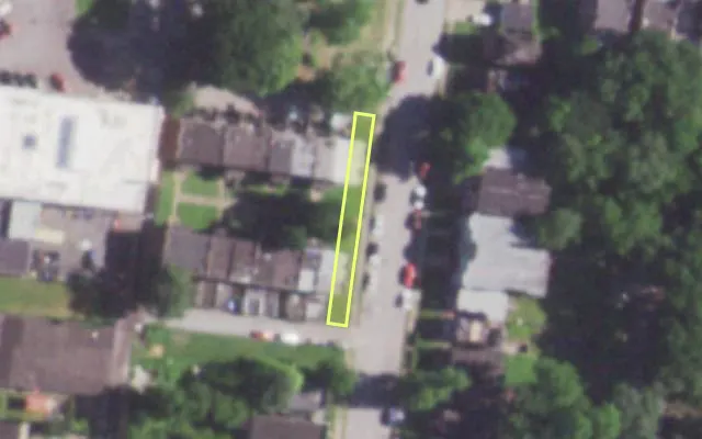 Aerial view of 1201 A AUBERT AV — vacant lot, St. Louis with approximate parcel outline