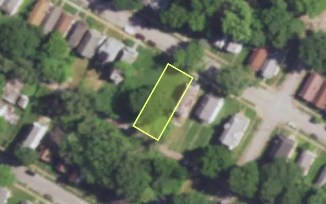Aerial view of 6014 LUCILLE AV — vacant lot, St. Louis with approximate parcel outline