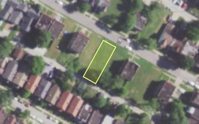 Aerial view of 5534 PALM ST — vacant lot, St. Louis with approximate parcel outline