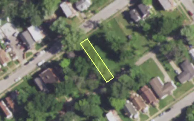 Aerial view of 5450 GILMORE AV — vacant lot, St. Louis with approximate parcel outline