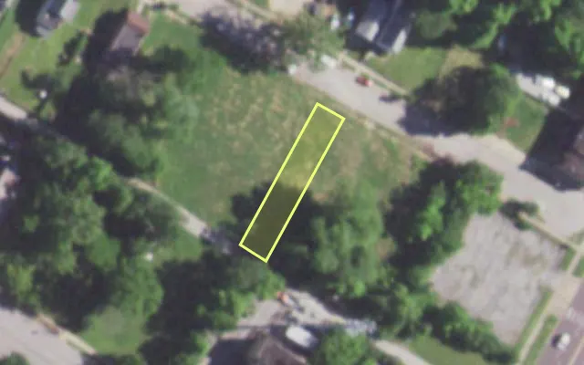 Aerial view of 5326 THEODOSIA AV — vacant lot, St. Louis with approximate parcel outline