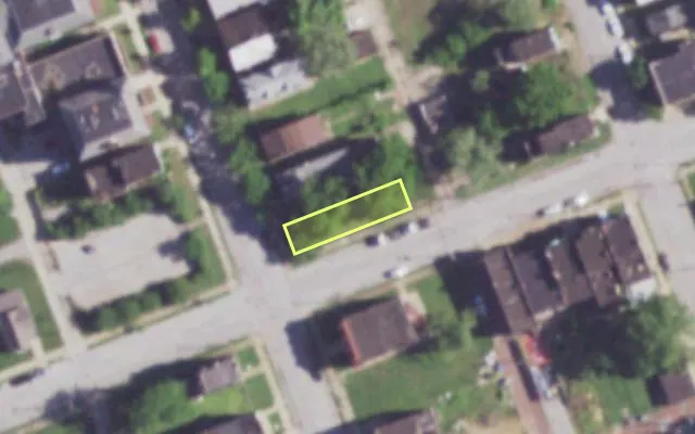 Aerial view of 3800 N 25TH ST — vacant lot, St. Louis with approximate parcel outline