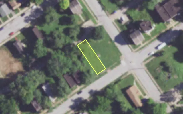 Aerial view of 1507 OBEAR AV — vacant lot, St. Louis with approximate parcel outline
