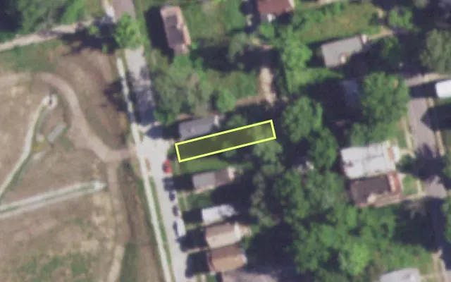 Aerial view of 8230 FREDERICK ST — vacant lot, St. Louis with approximate parcel outline