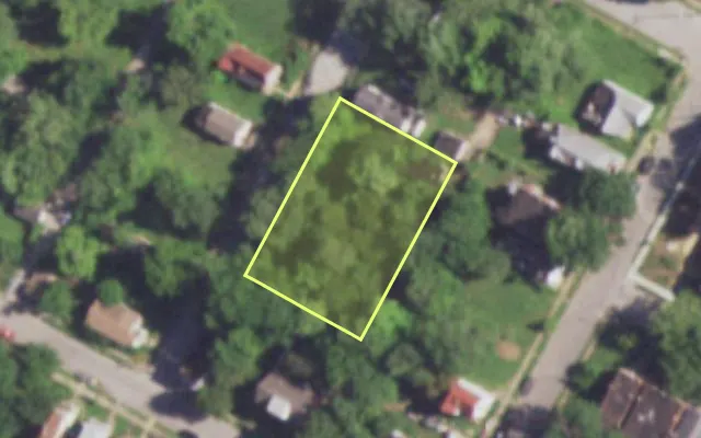 Aerial view of 4112 WALBRIDGE PL — vacant lot, St. Louis with approximate parcel outline