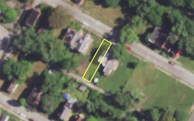 Aerial view of 4432 NORTH MARKET ST — vacant lot, St. Louis with approximate parcel outline