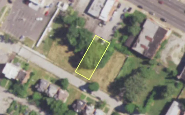 Aerial view of 4947 PALM ST — vacant lot, St. Louis with approximate parcel outline